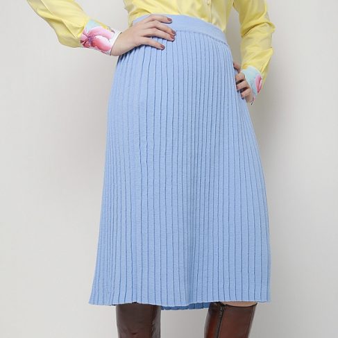 pleated blue skirt