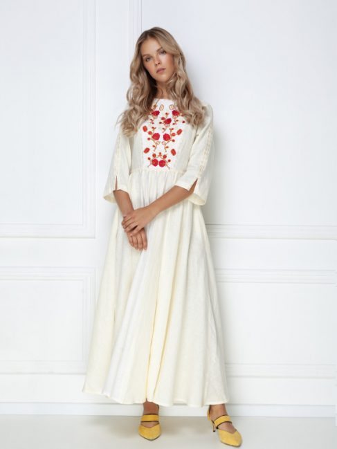 white long embroidered dress stylezza