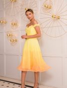 yellow silk cocktail dress